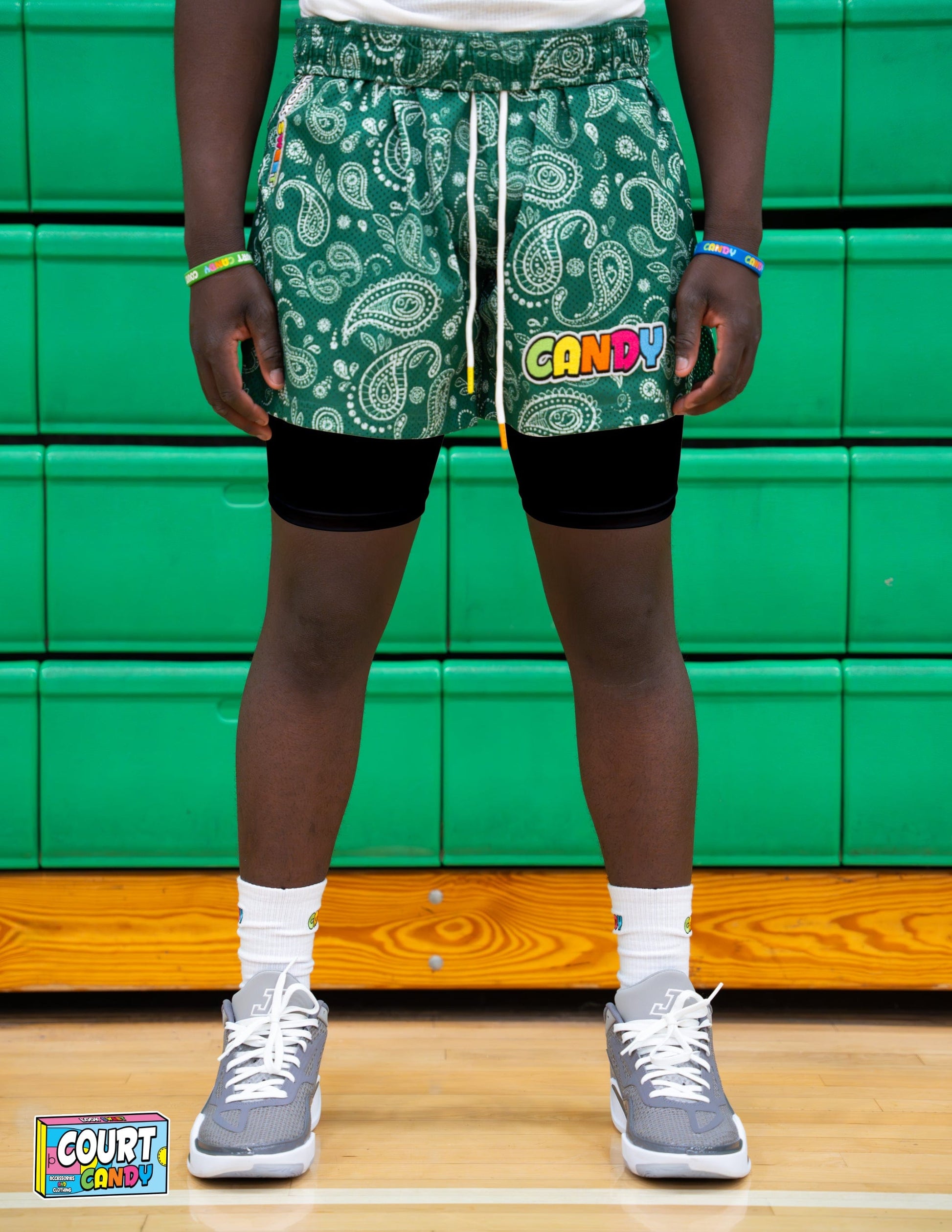 Black Court Candy Basketball Compression Shorts 3/4 length Breathable Polyester Spandex Athletic Sports Underwear Men Women Youth Mens Womans