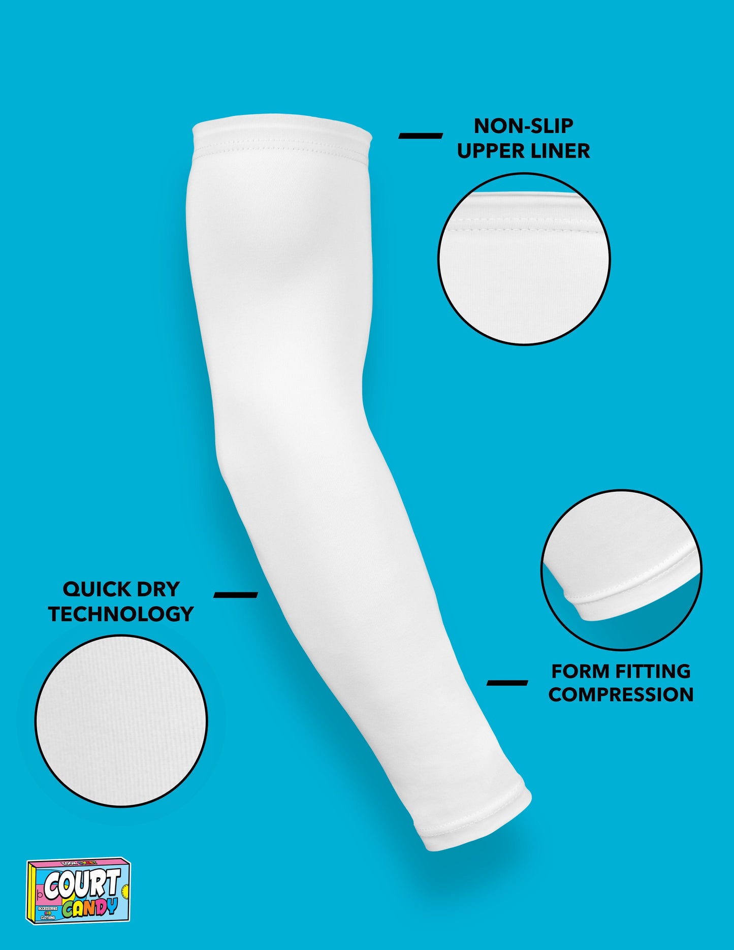White Court Candy Basketball Compression Arm Sleeve Shooting Sleeve NBA Breathable Polyester Spandex Elbow Sleeve Men Women Youth Mens Womans