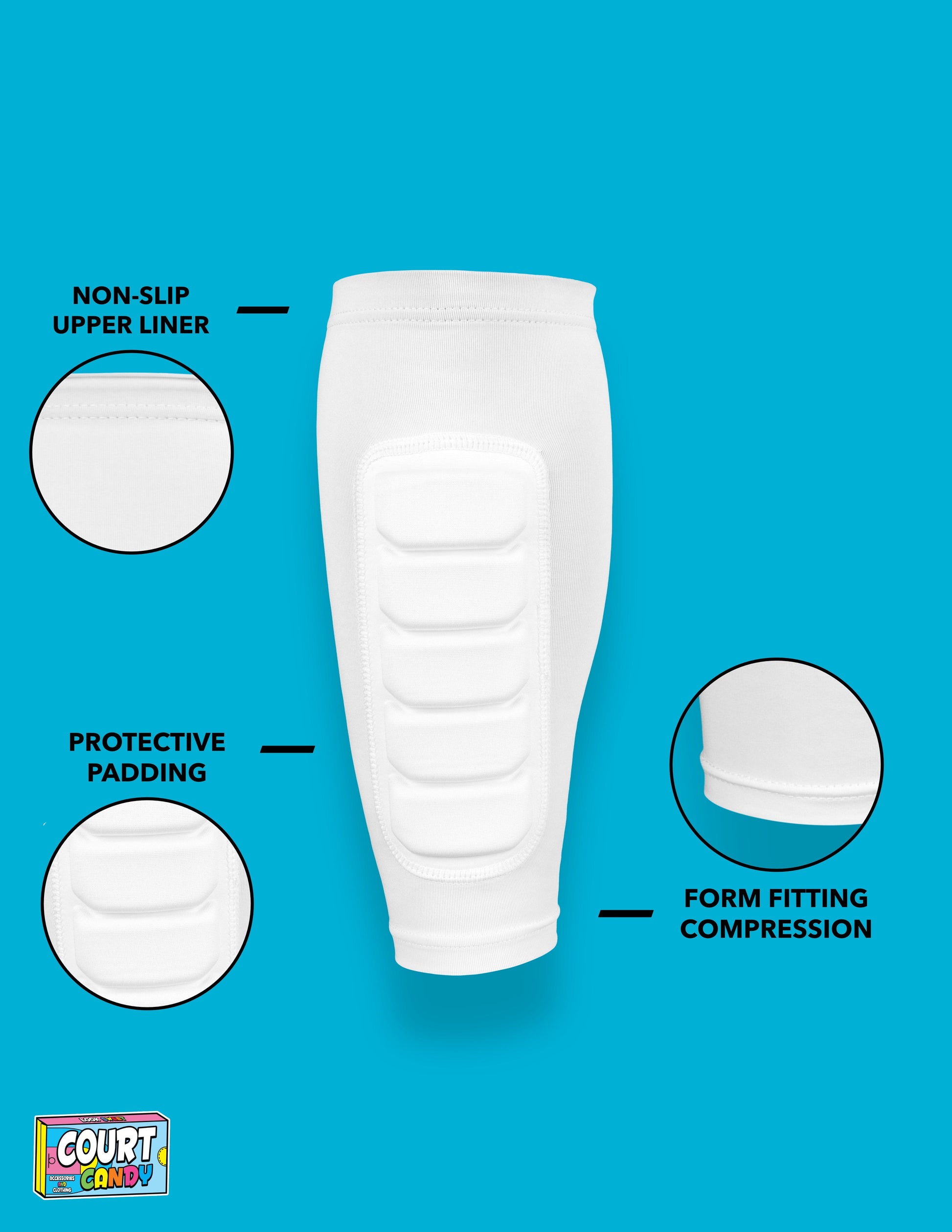 White Court Candy Basketball Compression Padded Calf Sleeve Calf Sleeves Breathable Polyester Spandex Shin Sleeve Running Sleeve Ankle Short Long Compression Sock Protective Performance Calf Sleeve Injury Prevention Men Women Youth Mens Womans