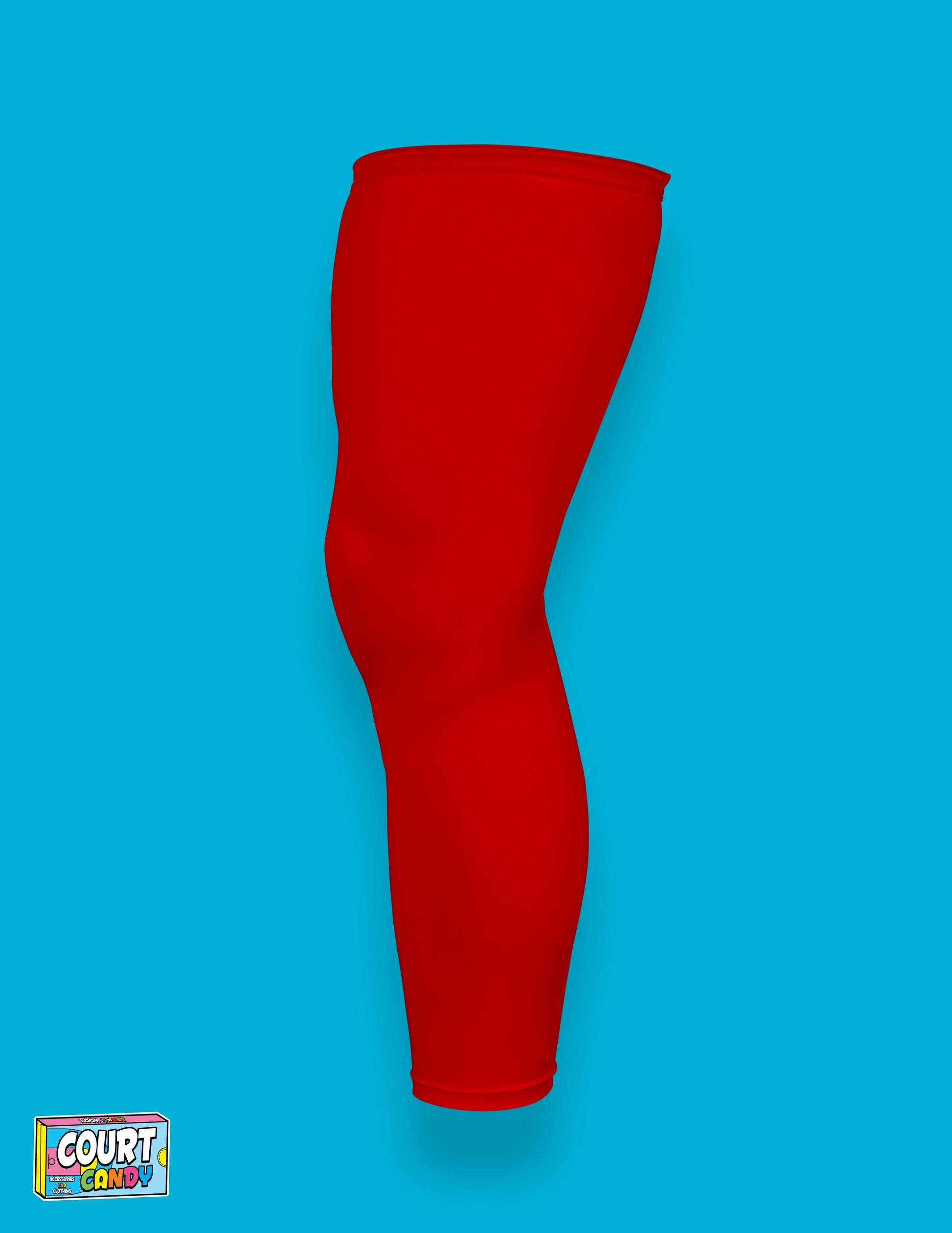 Red Court Candy Basketball Compression Leg Sleeve Leg Sleeves Breathable Polyester Spandex Single Leg Sleeve Knee Sleeve One Leg Compression Pant Single Leg Tight Running Sleeve Supportive Men Women Youth Mens Womans