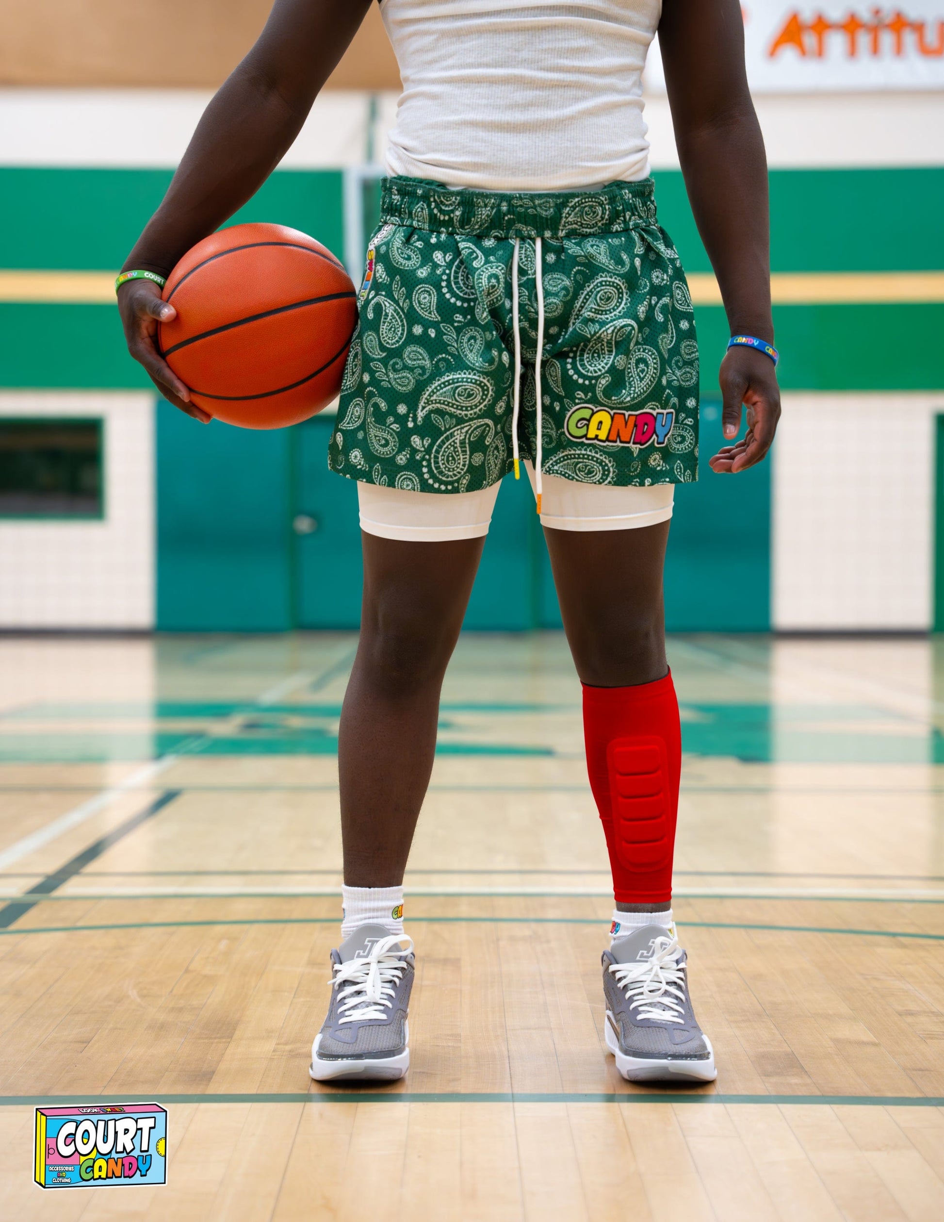 Red Court Candy Basketball Compression Padded Calf Sleeve Calf Sleeves Breathable Polyester Spandex Shin Sleeve Running Sleeve Ankle Short Long Compression Sock Protective Performance Calf Sleeve Injury Prevention Men Women Youth Mens Womans