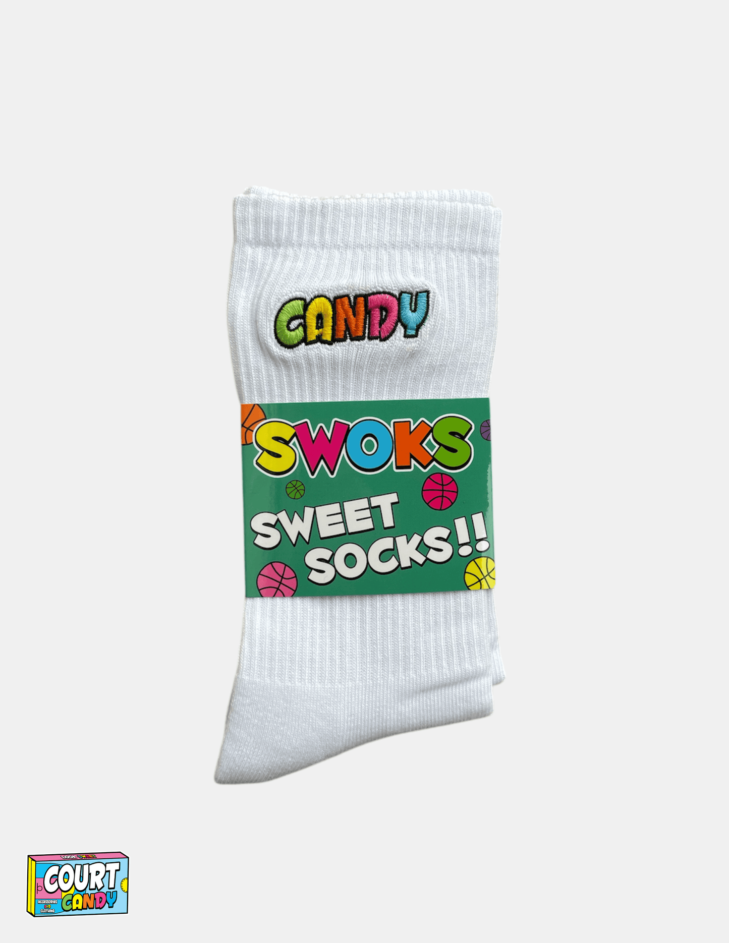 White Court Candy Basketball Crew Socks Cotton Breathable Athletic Comfortable Men Women Youth Mens Womans 3 Pack