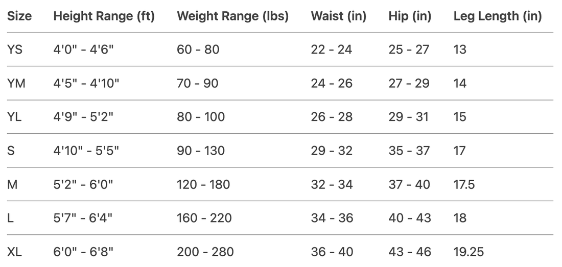 Compression Shorts Size Chart Court Candy