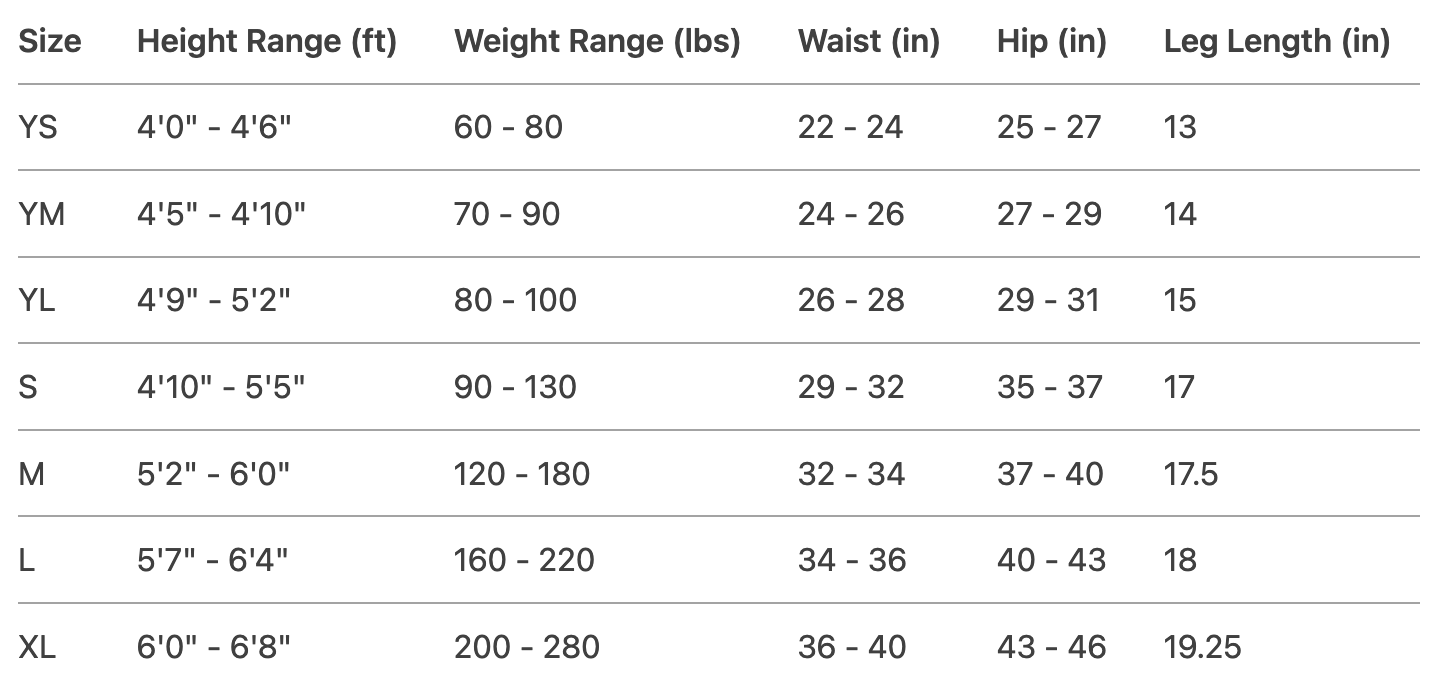 Compression Shorts Size Chart Court Candy