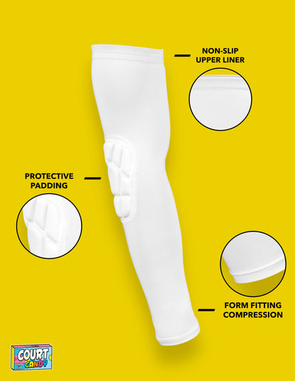 White Court Candy Basketball Compression Arm Sleeve Shooting Sleeve Padded Shooting Sleeve Performance Arm Sleeve NBA Breathable Polyester Spandex Elbow Sleeve Injury Prevention Men Women Youth Mens Womans