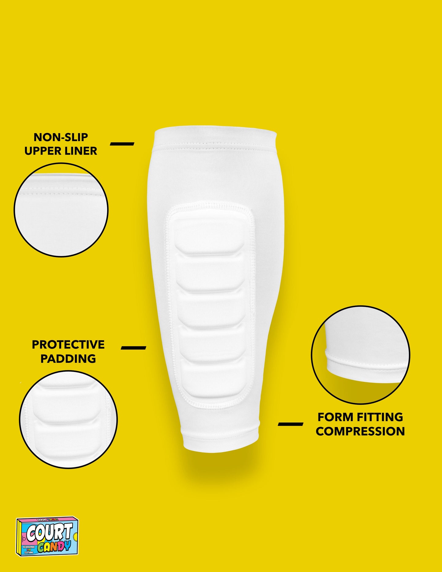 White Court Candy Basketball Compression Padded Calf Sleeve Calf Sleeves Breathable Polyester Spandex Shin Sleeve Running Sleeve Ankle Short Long Compression Sock Protective Performance Calf Sleeve Injury Prevention Men Women Youth Mens Womans