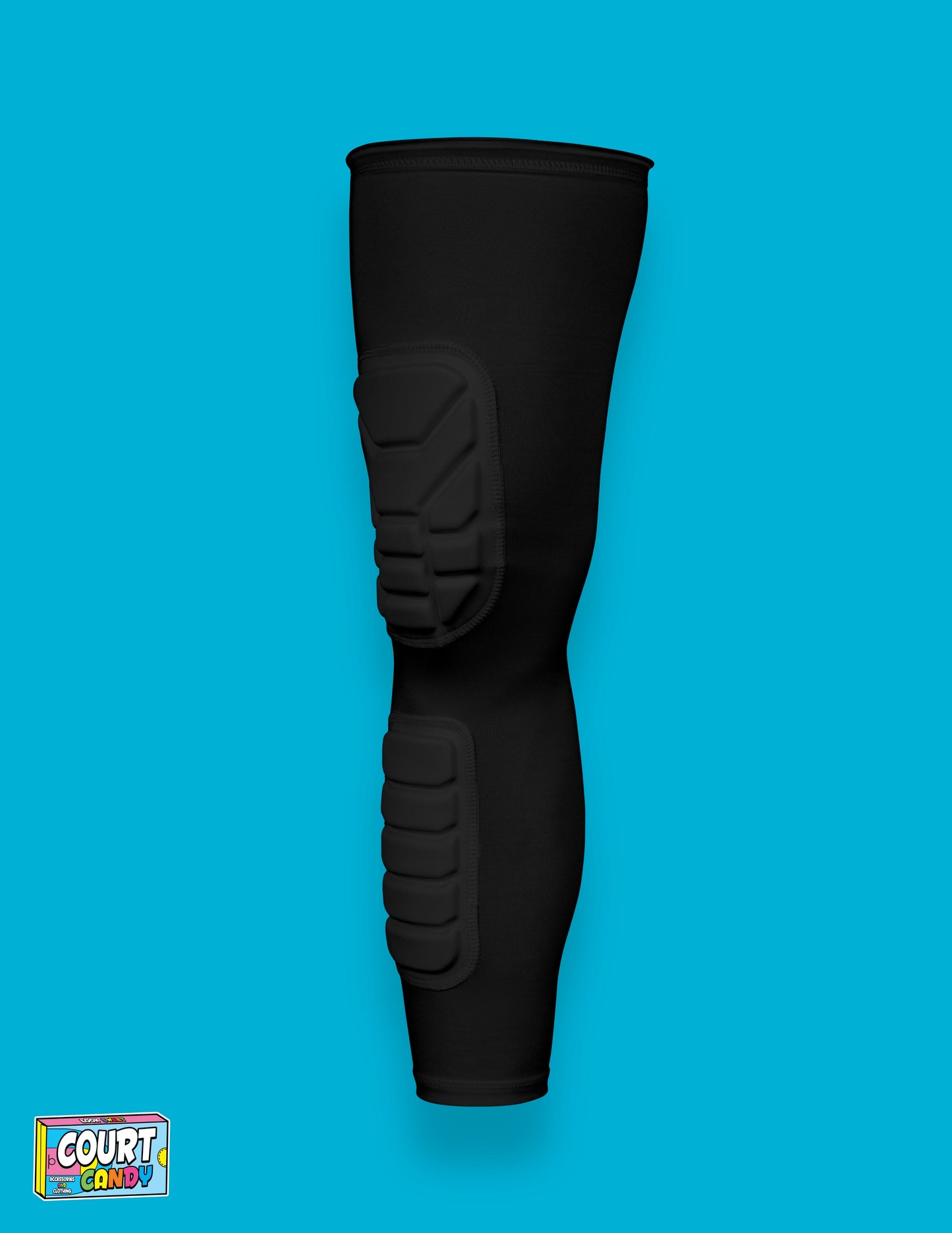 Black Court Candy Basketball Knee Pads Kneepad Double Padded Leg Sleeve Knee Protection Shin Pad Breathable Spandex Polyester Mens Womans Boys Girls
