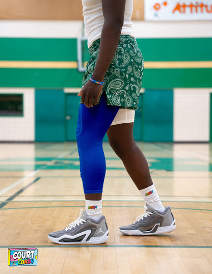 Blue Court Candy Basketball Knee Pads Kneepad Double Padded Leg Sleeve Knee Protection Shin Pad Breathable Spandex Polyester Mens Womans Boys Girls
