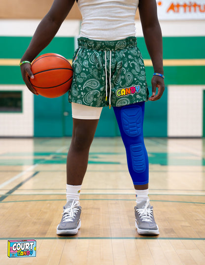 Blue Court Candy Basketball Knee Pads Kneepad Double Padded Leg Sleeve Knee Protection Shin Pad Breathable Spandex Polyester Mens Womans Boys Girls
