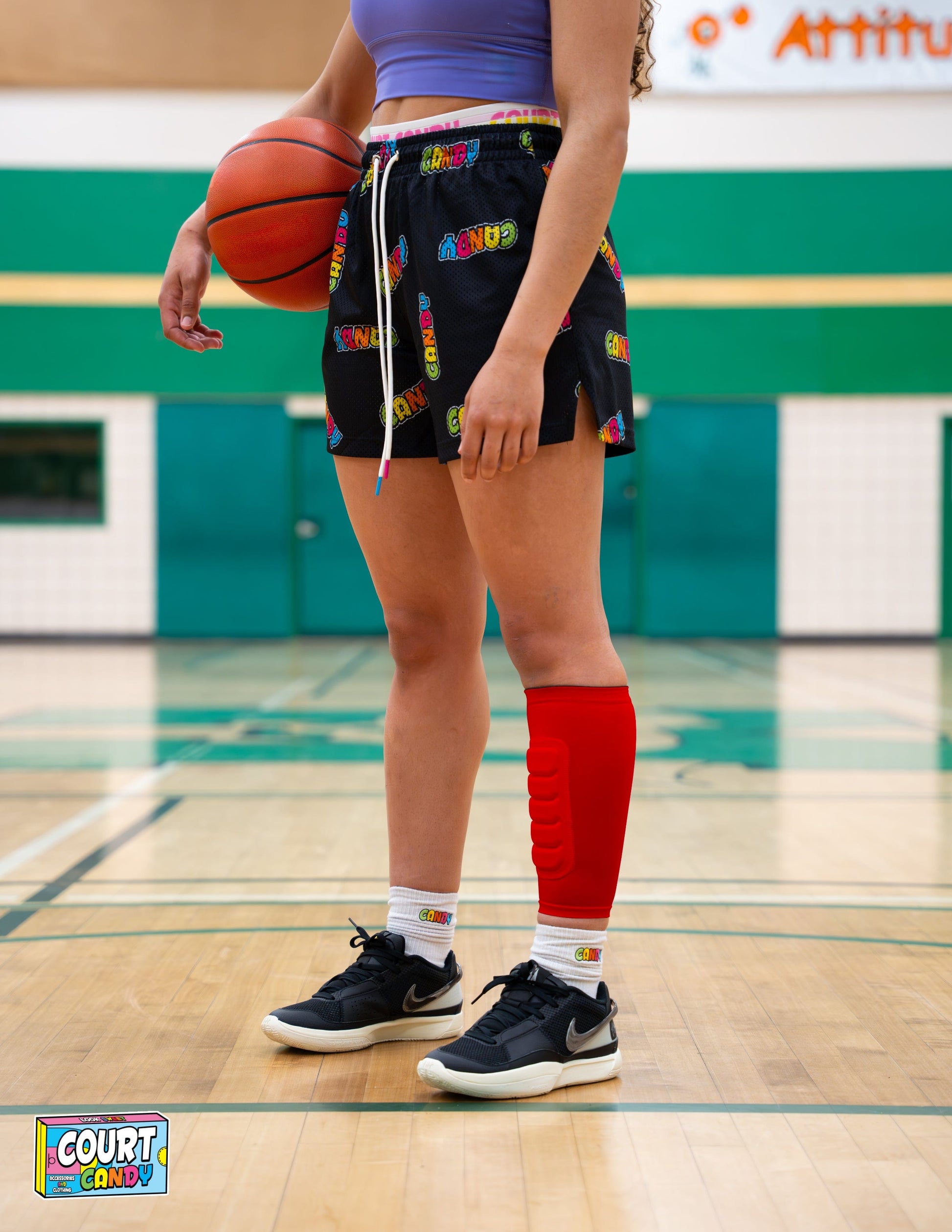 Red Court Candy Basketball Compression Padded Calf Sleeve Calf Sleeves Breathable Polyester Spandex Shin Sleeve Running Sleeve Ankle Short Long Compression Sock Protective Performance Calf Sleeve Injury Prevention Men Women Youth Mens Womans