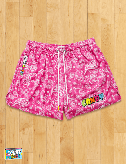 MESH SHORTS - PAISLEY (PINK)