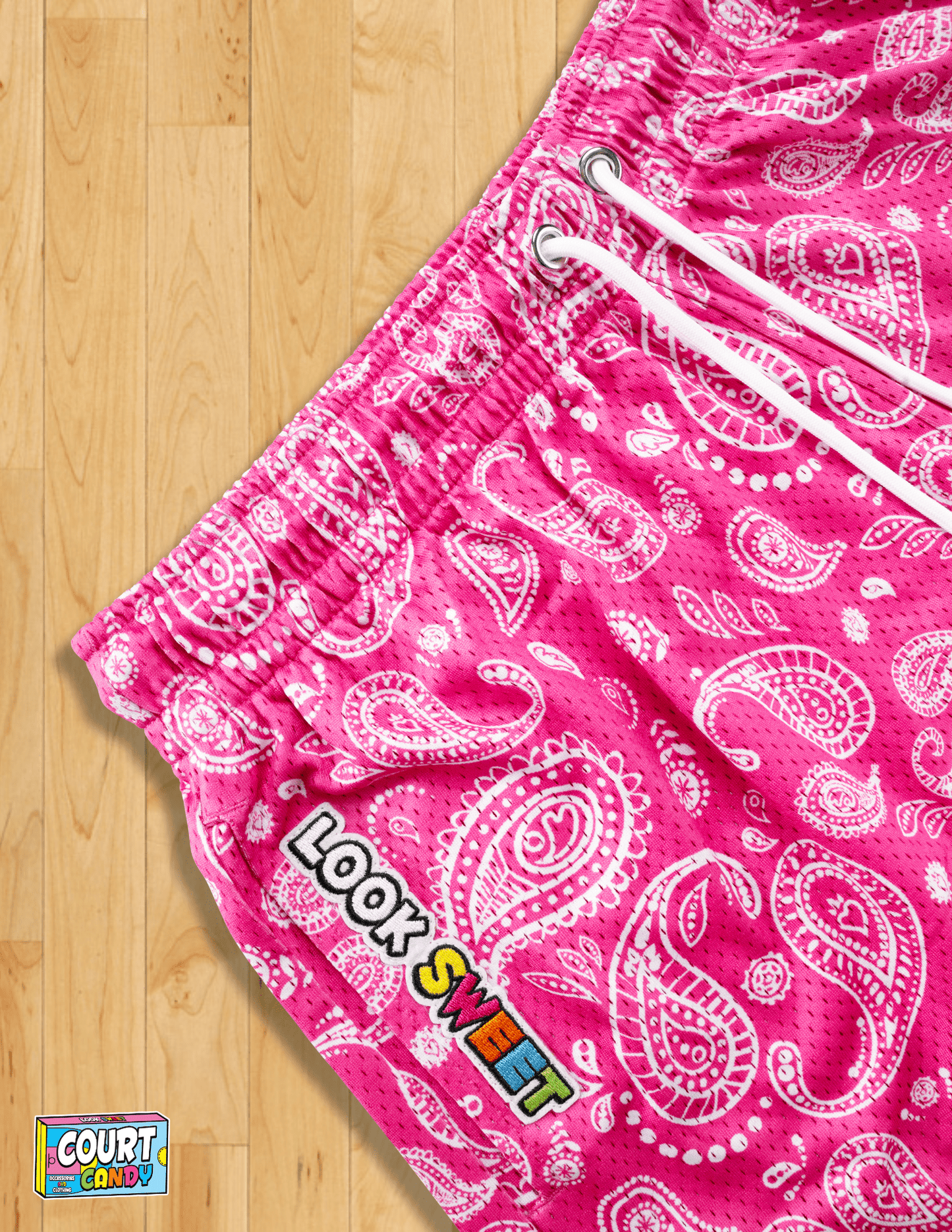 MESH SHORTS - PAISLEY (PINK)