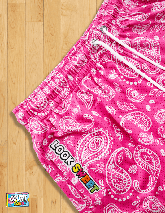MESH SHORTS - PAISLEY (PINK)
