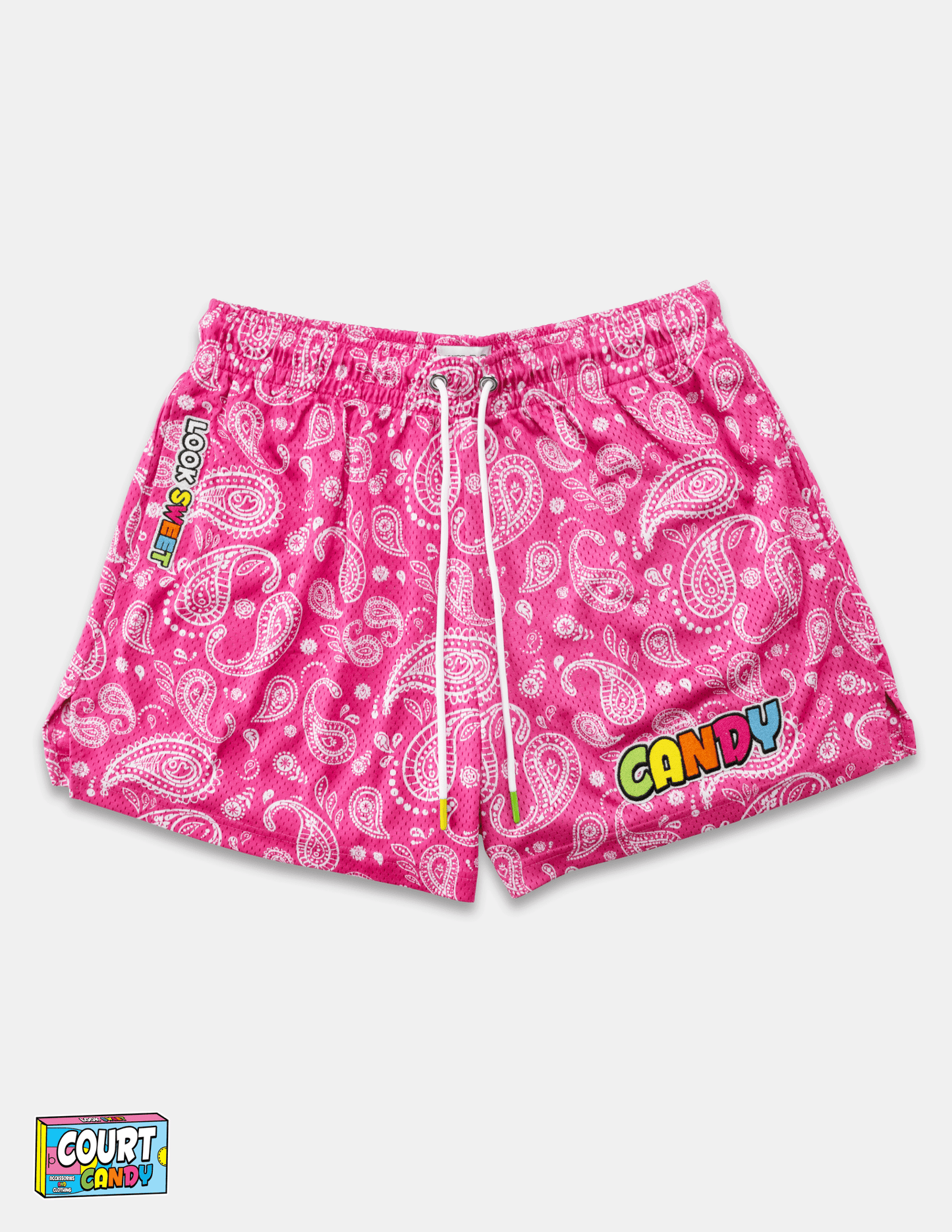 MESH SHORTS - PAISLEY (PINK)