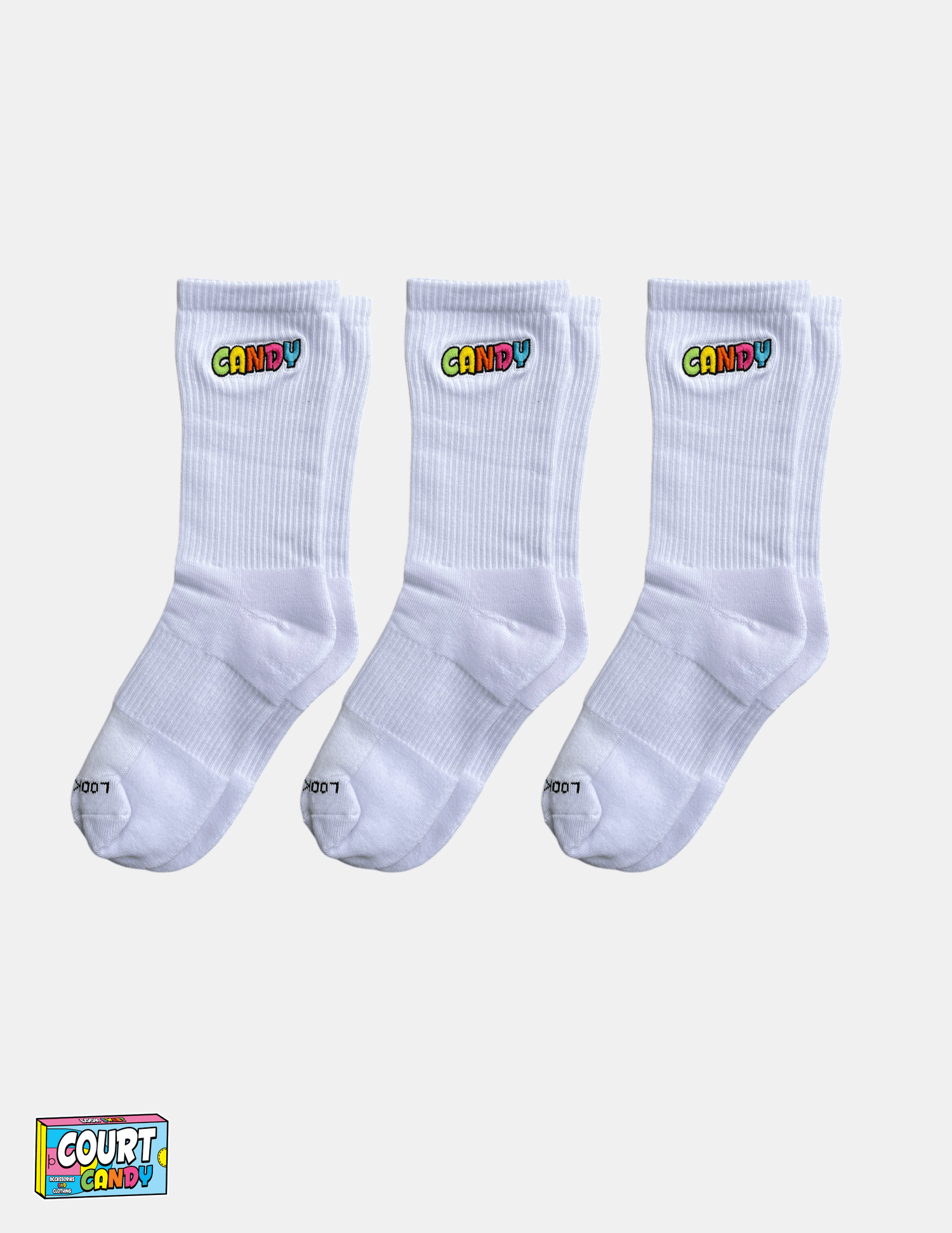White Court Candy Basketball Crew Socks Cotton Breathable Athletic Comfortable Men Women Youth Mens Womans 3 Pack