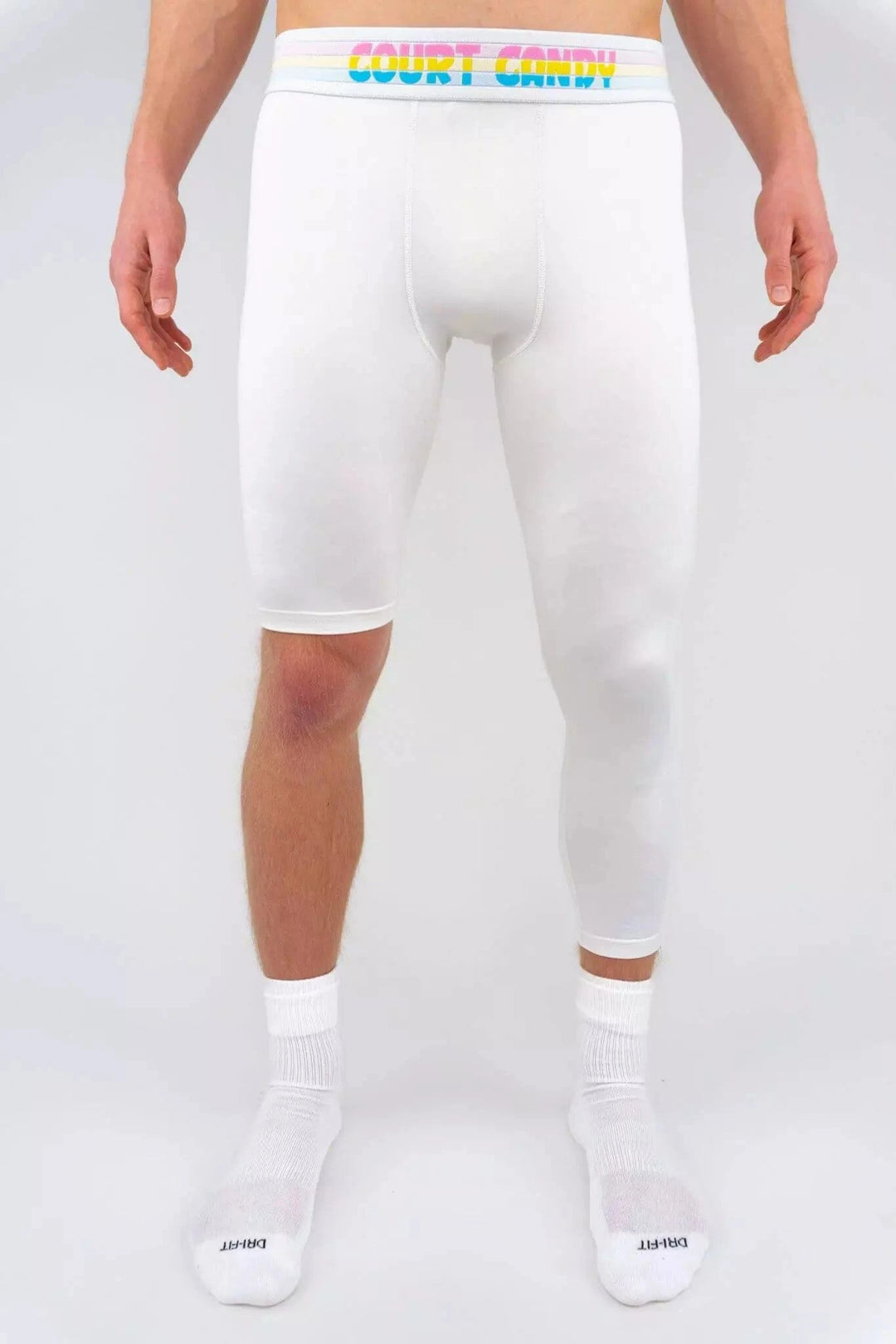 One Leg Compression Tights Full Length for Basketball Single Leg Long Pants  Sports Base Layer Leggings White XS 